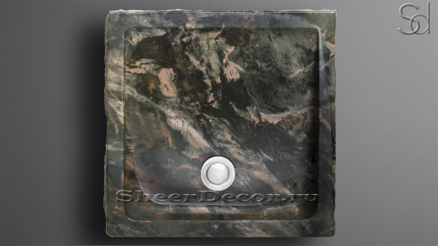 Каменная мойка Rock из зеленого кварцита Dragon Green ИНДИЯ 035014311 для ванной комнаты_4