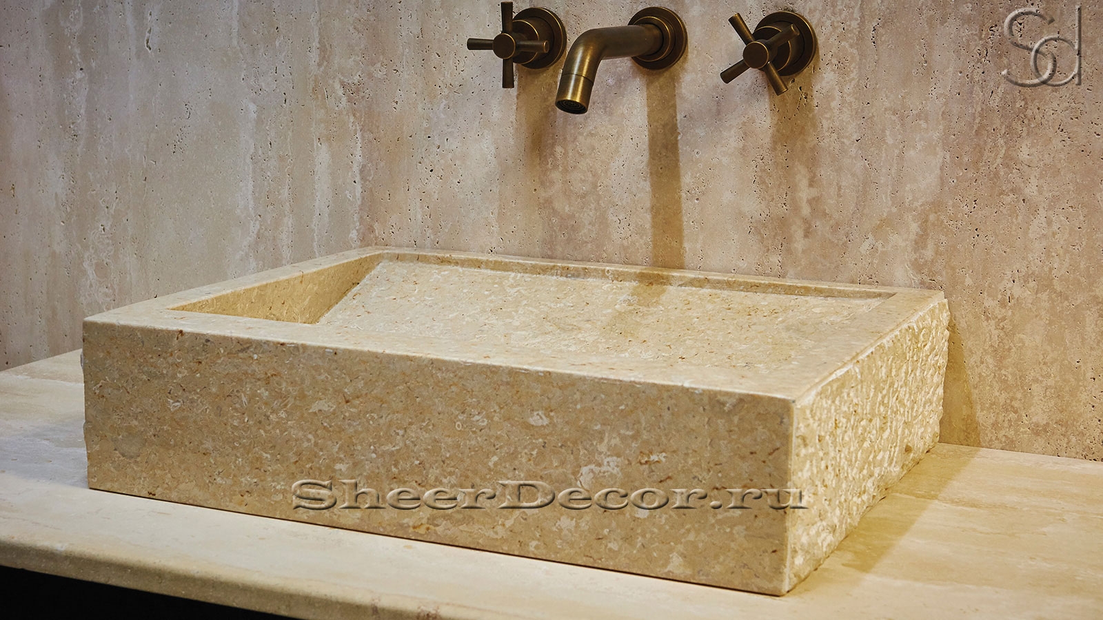 Каменная мойка для ванной Rock из бежевого камня мрамора Galala Beige 035094811_1600_pixels_1 Раовина Rock из камня бежевого мрамора Galala Beige ИНДОНЕЗИЯ 035094811_1600_pixels_1