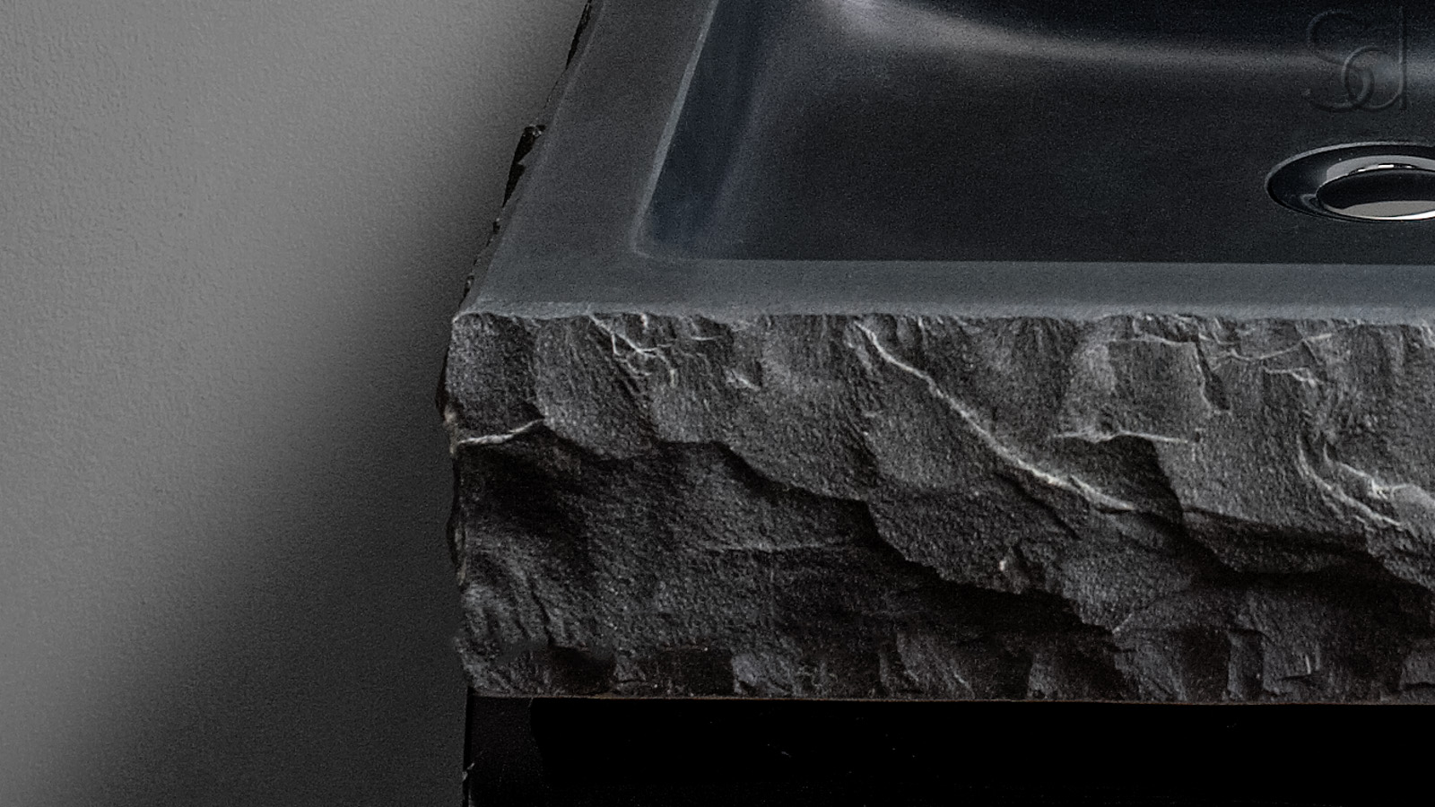Базальтовая раковина Rock из черного камня Mongolian Black ИНДОНЕЗИЯ 035031311 для ванной комнаты_5