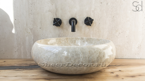 Мраморная раковина Ronda из бежевого камня Biscuit Stone ИНДОНЕЗИЯ 003375111 для ванной комнаты_2