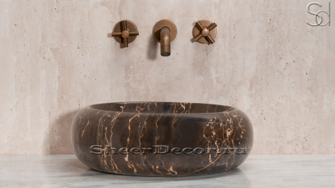 Мраморная раковина Ronda M2 из черного камня Black and Gold  ПАКИСТАН 003028112 для ванной комнаты_2