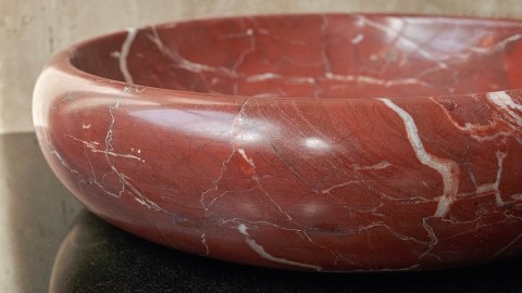 Мраморная раковина круглой формы Ronda Rosquilla из красного камня Burgundy Honey_4