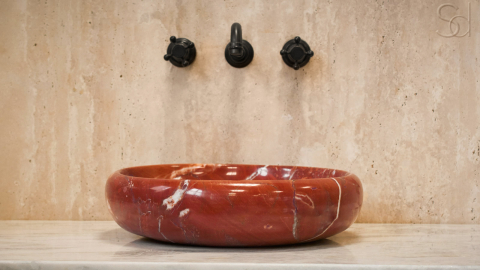 Мраморная раковина Ronda из красного камня Burgundy Honey ИНДИЯ 003041111 для ванной комнаты_2