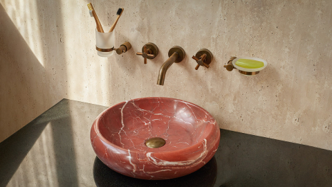 Мраморная раковина Ronda из красного камня Burgundy Honey ИНДИЯ 003041111 для ванной комнаты_5