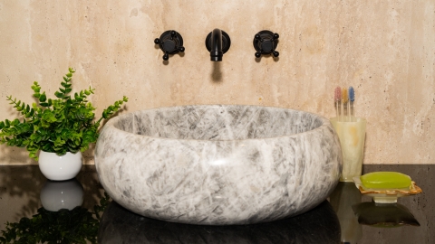 Мраморная раковина Ronda из серого камня Crystalo grey ИТАЛИЯ 003933111 для ванной комнаты_2