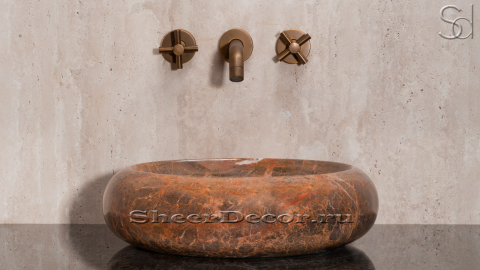 Мраморная раковина Ronda из коричневого камня Cuckoo Red КИТАЙ 003804111 для ванной комнаты_2