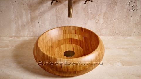 Накладная раковина чаша для ванной Ronda из бамбука Golden Bamboo матовая_1