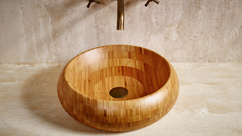 Деревянная раковина Ronda из натурального бамбука Golden Bamboo ИНДОНЕЗИЯ 003600011 для ванной комнаты_5