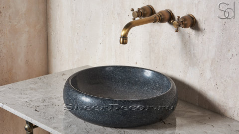 Гранитная раковина Ronda из черного камня Grey Pearl КИТАЙ 003169011 для ванной комнаты_4