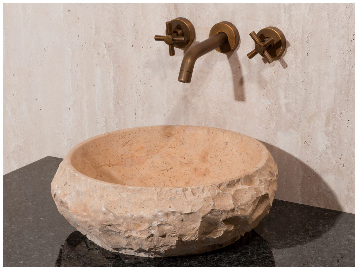 Мраморная раковина Ronda из бежевого камня Jura Beige ТУРЦИЯ 003062311 для ванной комнаты_2