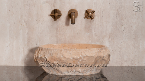 Мраморная раковина Ronda из бежевого камня Jura Beige ТУРЦИЯ 003062311 для ванной комнаты_2