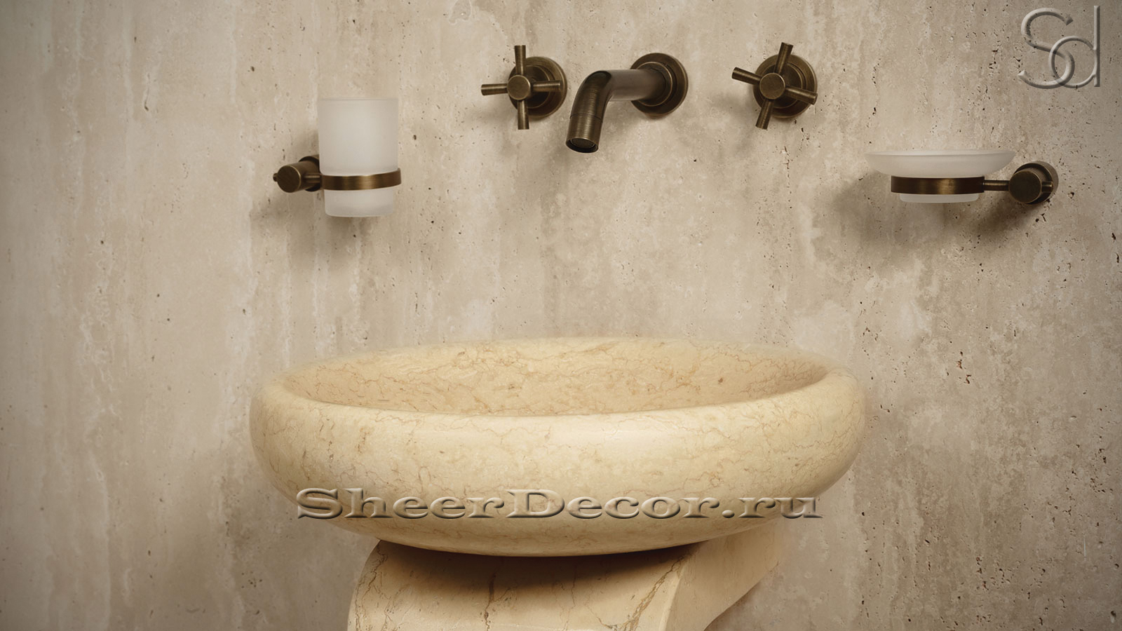 Мраморная раковина Ronda из желтого камня Silvia Oro ЕГИПЕТ 003029111 для ванной комнаты_2