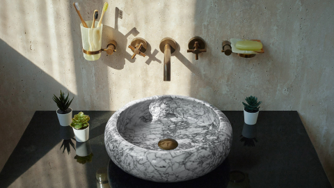 Мраморная раковина Ronda M3 из серого камня Statuarietto ИТАЛИЯ 003161113 для ванной комнаты_6