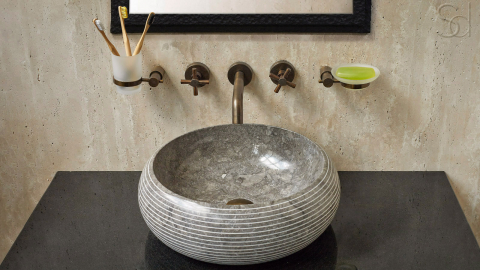 Мраморная раковина Ronda из серого камня Steel Grey ИНДОНЕЗИЯ 003429511 для ванной комнаты_3