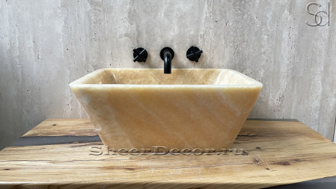 Желтая раковина Seira из камня оникса Honey Onyx ИНДИЯ 069016111 для ванной комнаты_2