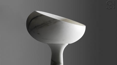 Мраморная раковина с пьедесталом Semplificato из белого камня Bianco Carrara ИТАЛИЯ 000005071 для  комнаты_4