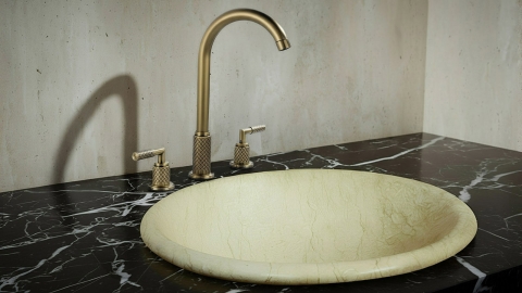 Настольный смеситель для раковины Sentar Hook из латуни сорта Brass Brushed ИНДИЯ 933353102_1