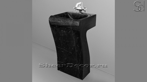Мраморная раковина на пьедестале Sette из черного камня Nero Marquina ИСПАНИЯ 044018171 для ванной комнаты_6