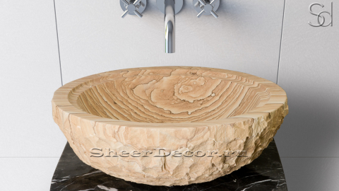 Каменная мойка Sfera из бежевого песчаника Australian Sandstone АВСТРАЛИЯ 001025311 для ванной комнаты_1
