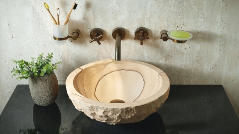 Накладная раковина чаша для ванной Sfera из песчаника Australian Sandstone колотая фактура_3