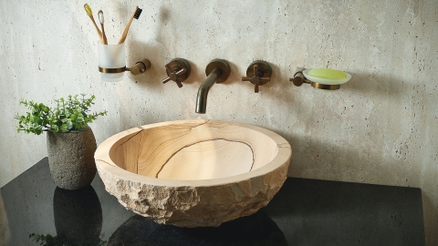 Накладная раковина чаша для ванной Sfera из песчаника Australian Sandstone колотая фактура_4