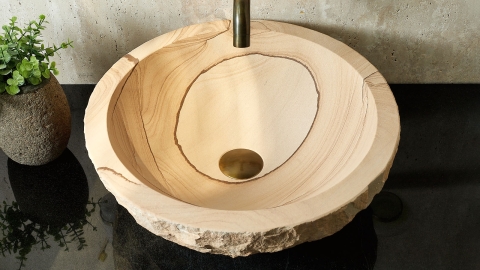 Накладная раковина чаша для ванной Sfera из песчаника Australian Sandstone колотая фактура_5