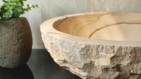 Накладная раковина чаша для ванной Sfera из песчаника Australian Sandstone колотая фактура_6