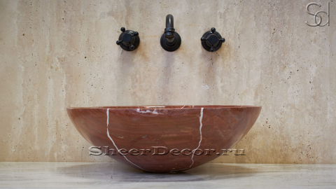 Мраморная раковина Sfera из красного камня Burgundy Honey ИНДИЯ 001041111 для ванной комнаты_2