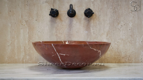 Мраморная раковина Sfera из красного камня Burgundy Honey ИНДИЯ 001041111 для ванной комнаты_3