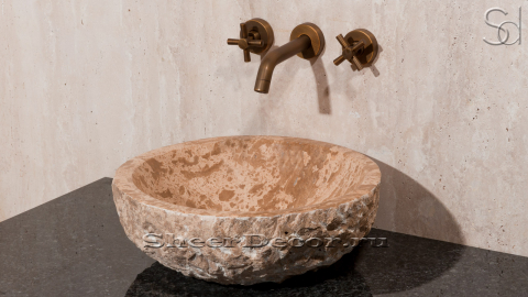 Мраморная раковина Sfera из бежевого камня Cappuccino ТУРЦИЯ 001092311 для ванной комнаты_4