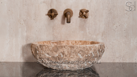 Мраморная раковина Sfera из бежевого камня Cappuccino ТУРЦИЯ 001092311 для ванной комнаты_5