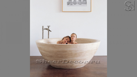 Эксклюзивная ванна Sfera из бежевого травертина Classico Romano 001004051_3