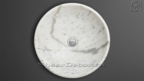 Белая раковина Sfera из натурального мрамора Clouds ИСПАНИЯ 001010111 для ванной комнаты_5