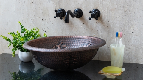 Кованая раковина Sfera M16 из листовой меди Copper ИНДОНЕЗИЯ 0012008116 для ванной комнаты_2