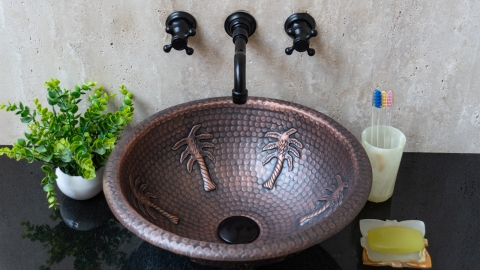 Кованая раковина Sfera M16 из листовой меди Copper ИНДОНЕЗИЯ 0012008116 для ванной комнаты_3