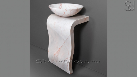 Белая раковина Sfera из натурального мрамора Coral Pink ИТАЛИЯ 001012111 для ванной комнаты_1