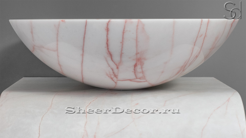 Белая раковина Sfera из натурального мрамора Coral Pink ИТАЛИЯ 001012111 для ванной комнаты_2