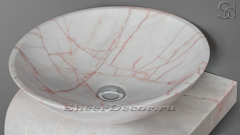 Белая раковина Sfera из натурального мрамора Coral Pink ИТАЛИЯ 001012111 для ванной комнаты_4