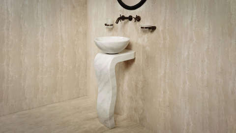 Белая раковина Sfera из натурального мрамора Crystal White ИНДИЯ 001072111 для ванной комнаты_3