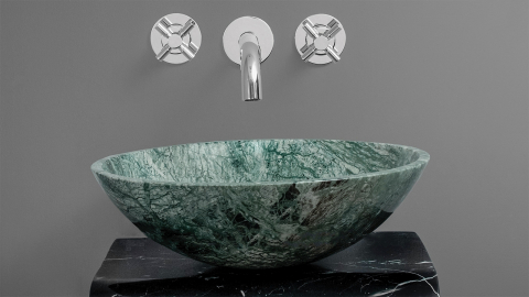 Зеленая раковина Sfera из натурального мрамора Dark Green ИТАЛИЯ 001013111 для ванной комнаты_1