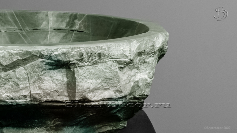 Каменная мойка Sfera из зеленого кварцита Dragon Green ИНДИЯ 001014311 для ванной комнаты_2