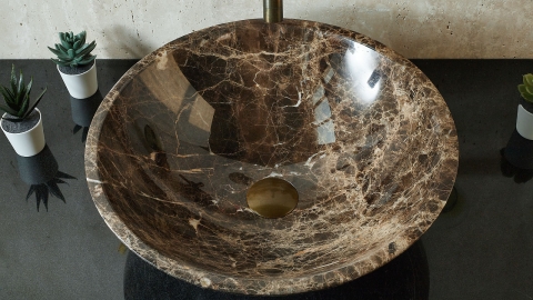 Мраморная раковина круглой формы Sfera из коричневого камня Emperador Dark_8