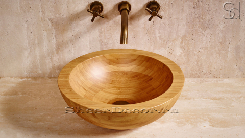 Деревянная раковина Sfera из натурального бамбука Golden Bamboo ИНДОНЕЗИЯ 001600011 для ванной комнаты_2