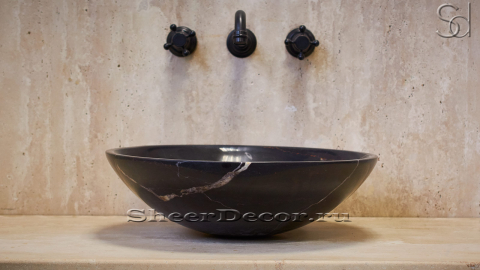 Черная раковина Sfera из натурального мрамора Nero Port Laurent ИТАЛИЯ 001040111 для ванной комнаты_2