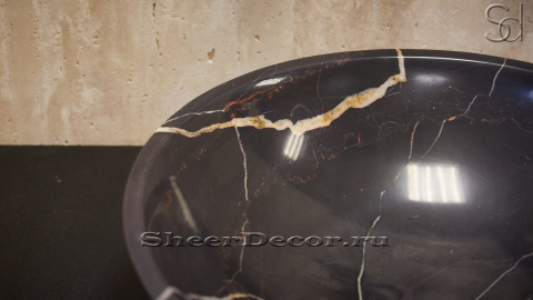Черная раковина Sfera из натурального мрамора Nero Port Laurent ИТАЛИЯ 001040111 для ванной комнаты_3