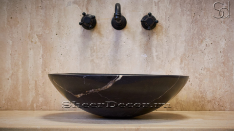 Черная раковина Sfera из натурального мрамора Nero Port Laurent ИТАЛИЯ 001040111 для ванной комнаты_6