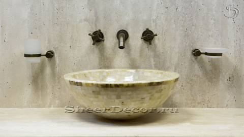 Зеленая раковина Sfera M11 из камня оникса Green Onyx ПАКИСТАН 0010331111 для ванной комнаты_2