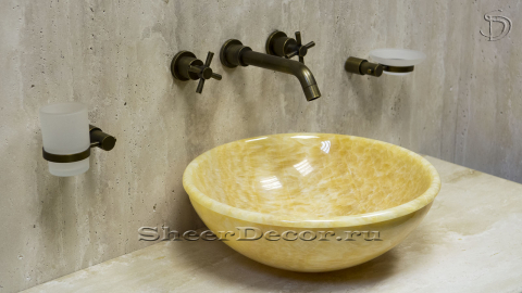 Желтая раковина Sfera M2 из камня оникса Honey Onyx ИНДИЯ 001016112 для ванной комнаты_1