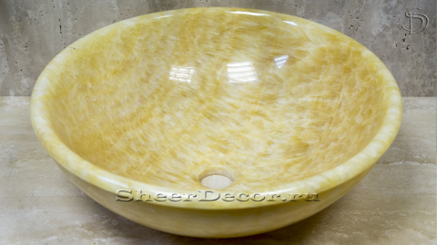 Желтая раковина Sfera M2 из камня оникса Honey Onyx ИНДИЯ 001016112 для ванной комнаты_2