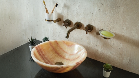 Накладная раковина чаша для ванной Sfera из оникса Honey Onyx_3